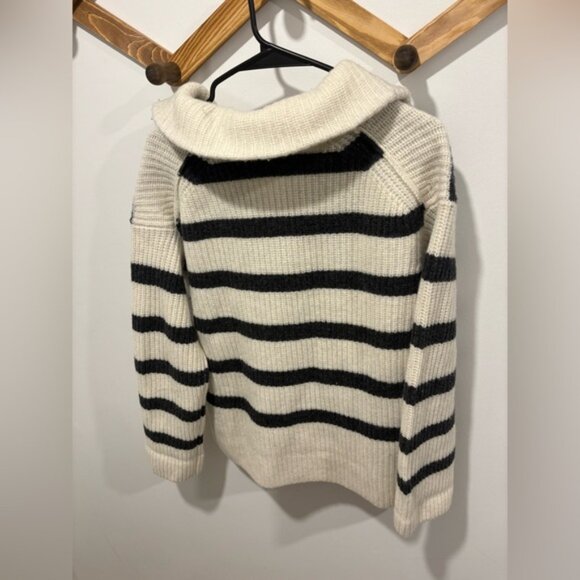 ALEX MILL 100% Marino wool -Felix striped merino wool half-zip sweater - Picture 9 of 9